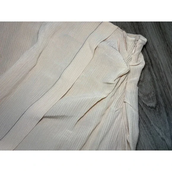 Acne Studios Textured Ruched Crepon Midi Skirt Beige High Waisted Side Slit - Picture 6 of 11
